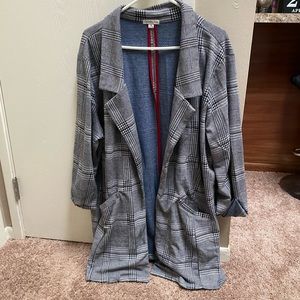 Ophelia Rose Long Flannel Blazer Jacket with Pockets